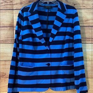 💐🌼Talbots Women’s Blazer/Jacket Size: L Navy and Lighter Blue Stripe